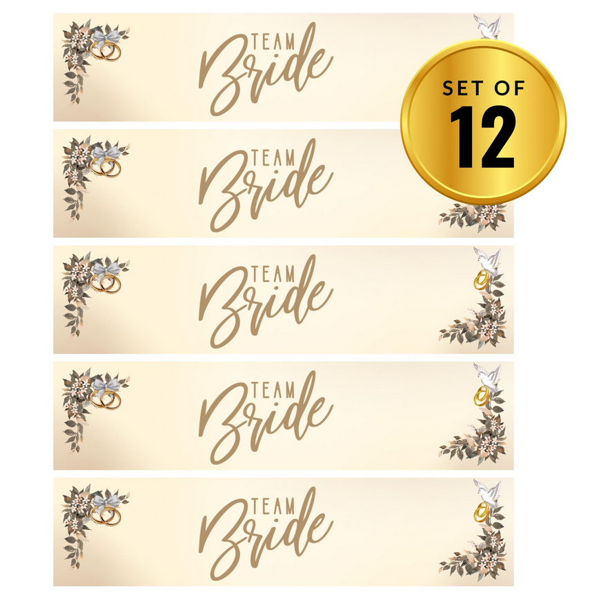 Team Bride Water Bottle Labels | Set of 12 | Wedding Party Decor | Elegant Drink Wraps | Bridal Shower Favors