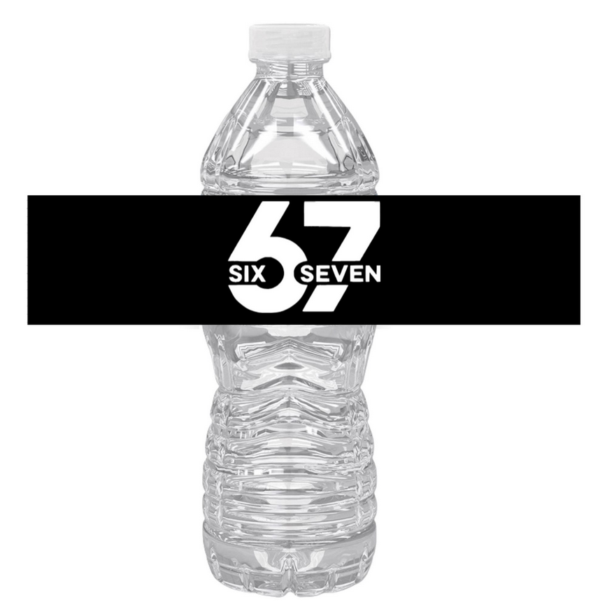 67th Birthday Water Bottle Labels | Set Of 12|  Minimal | Number 67 Theme | Birthday Party Decor