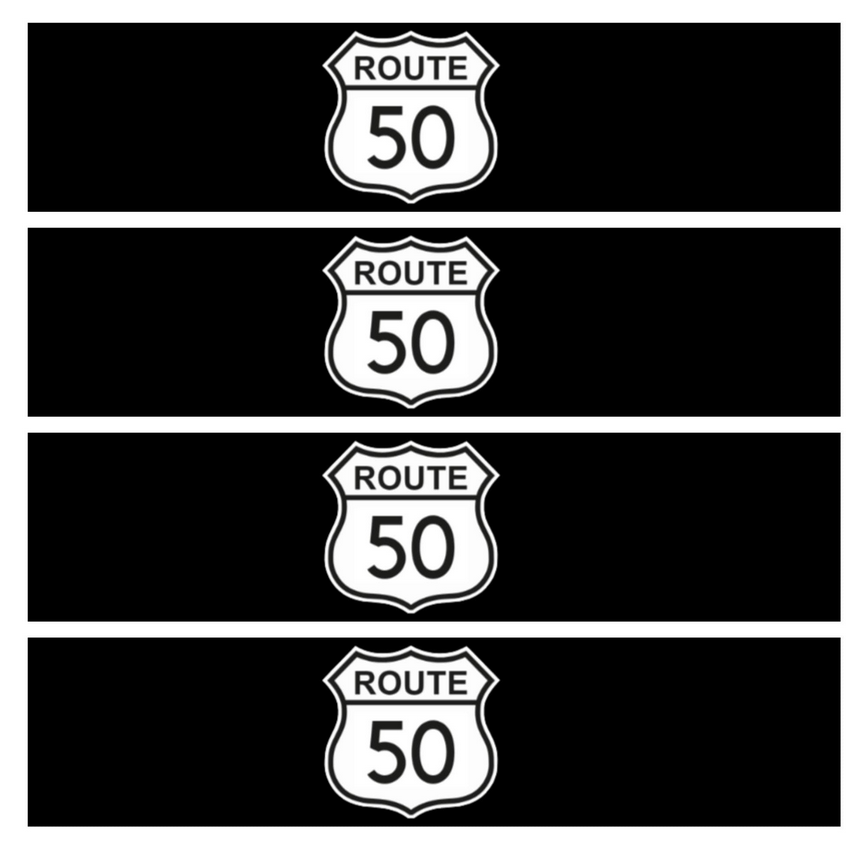 Route 50 Birthday Water Bottle Labels | Set Of 12 | 50th Milestone Celebration | Drink Wraps Fun | Retro Road Theme