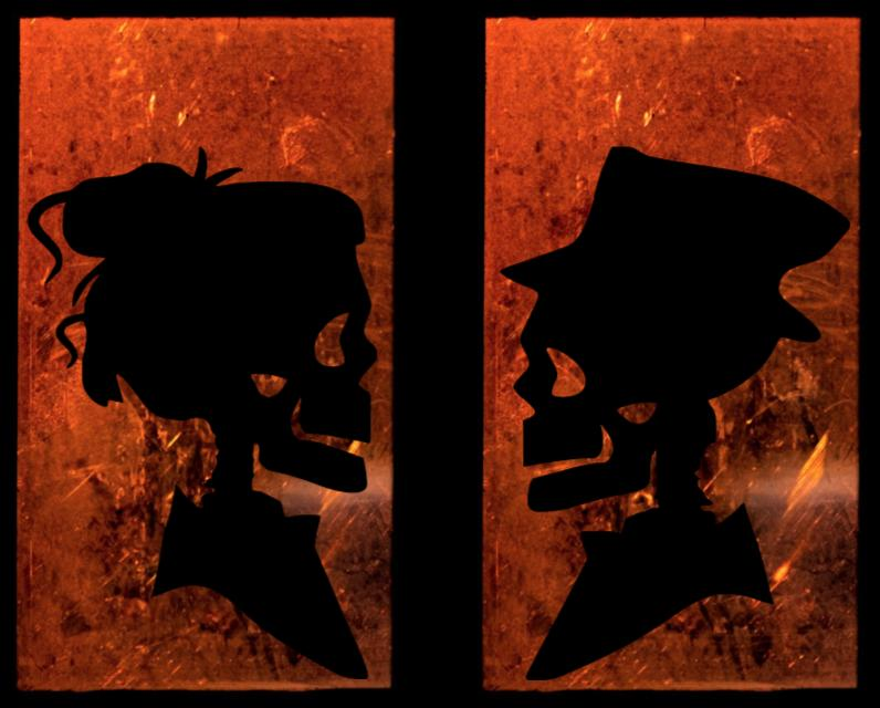 Couple Head Silhouette | Halloween Window Cling | Large Static Decal | Creepy Window Decor | Indoor Halloween Display