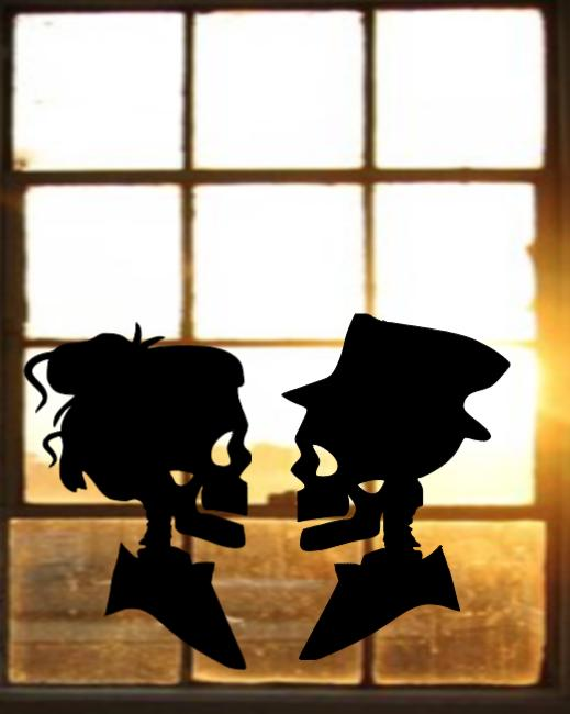 Couple Head Silhouette | Halloween Window Cling | Large Static Decal | Creepy Window Decor | Indoor Halloween Display