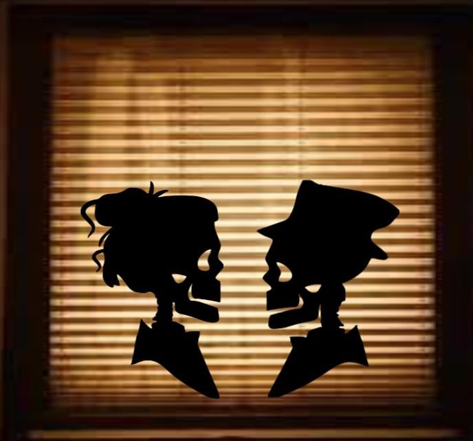 Couple Head Silhouette | Halloween Window Cling | Large Static Decal | Creepy Window Decor | Indoor Halloween Display
