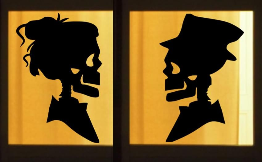 Couple Head Silhouette | Halloween Window Cling | Large Static Decal | Creepy Window Decor | Indoor Halloween Display