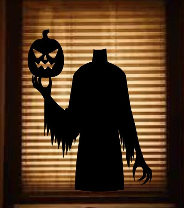 Headless Pumpkin Silhouette | Halloween Window Cling | Large Static Decal | Creepy Window Decor | Indoor Halloween Display