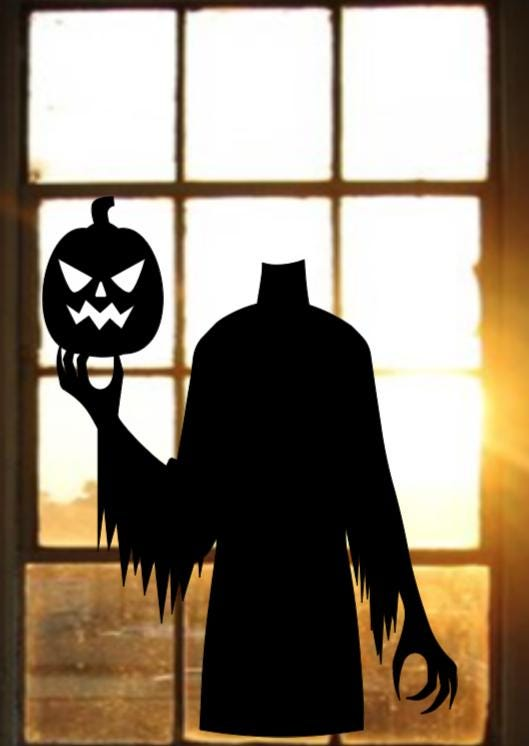 Headless Pumpkin Silhouette | Halloween Window Cling | Large Static Decal | Creepy Window Decor | Indoor Halloween Display