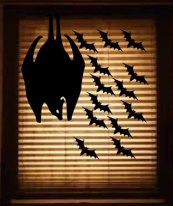 Spooky Bat Silhouette | Halloween Window Cling | Large Static Decal | Creepy Window Decor | Indoor Halloween Display