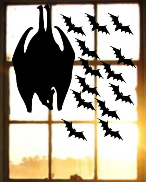 Spooky Bat Silhouette | Halloween Window Cling | Large Static Decal | Creepy Window Decor | Indoor Halloween Display