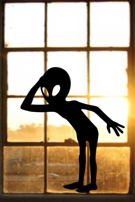 Alien Silhouette Decor | Halloween Window Cling | Large Static Decal | Creepy Window Display | Indoor Halloween Accent