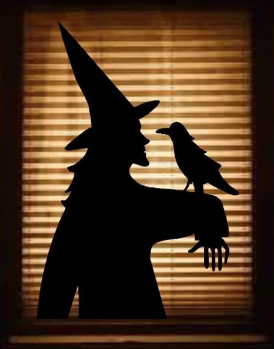 Spooky Witch Silhouette | Halloween Window Cling | Large Static Decal | Creepy Window Decor | Indoor Halloween Accent