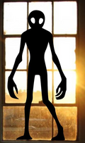 Creepy Alien Window Cling Silhouette | Halloween Window Decor | Large Static Cling | Scary Window Decal