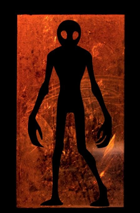 Creepy Alien Window Cling Silhouette | Halloween Window Decor | Large Static Cling | Scary Window Decal