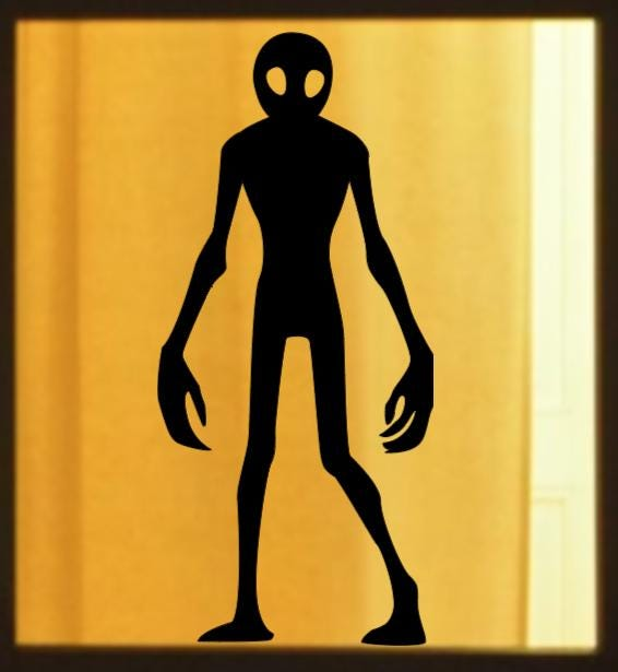 Creepy Alien Window Cling Silhouette | Halloween Window Decor | Large Static Cling | Scary Window Decal