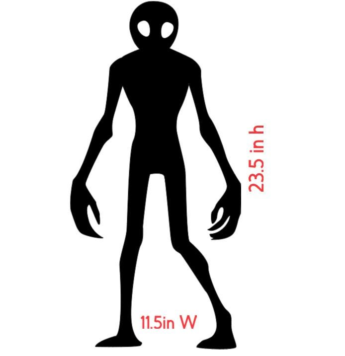 Creepy Alien Window Cling Silhouette | Halloween Window Decor | Large Static Cling | Scary Window Decal
