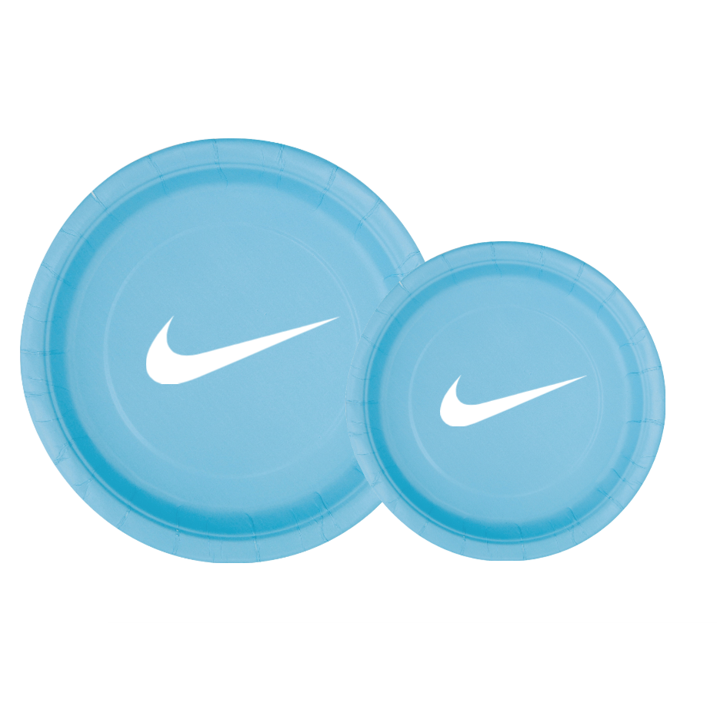 Party Supplies Set, Light Blue Paper Plates and Napkins with Sw00sh Logo, Party Pack