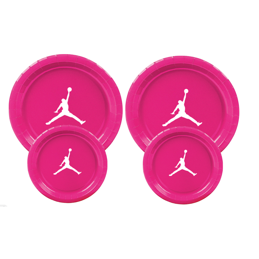 Air Custom Birthday Party disposable Paper Plates Set Hot pink jump basketball favors Air Custom Birthday Party disposable Paper Plates Set Hot pink jump basketball favors