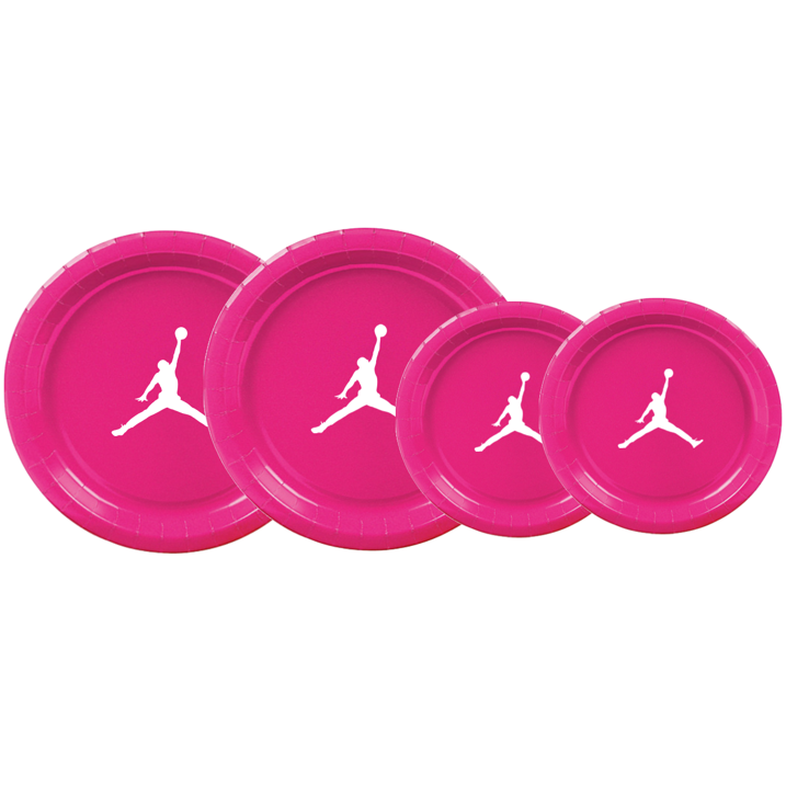 Air Custom Birthday Party disposable Paper Plates Set Hot pink jump basketball favors Air Custom Birthday Party disposable Paper Plates Set Hot pink jump basketball favors