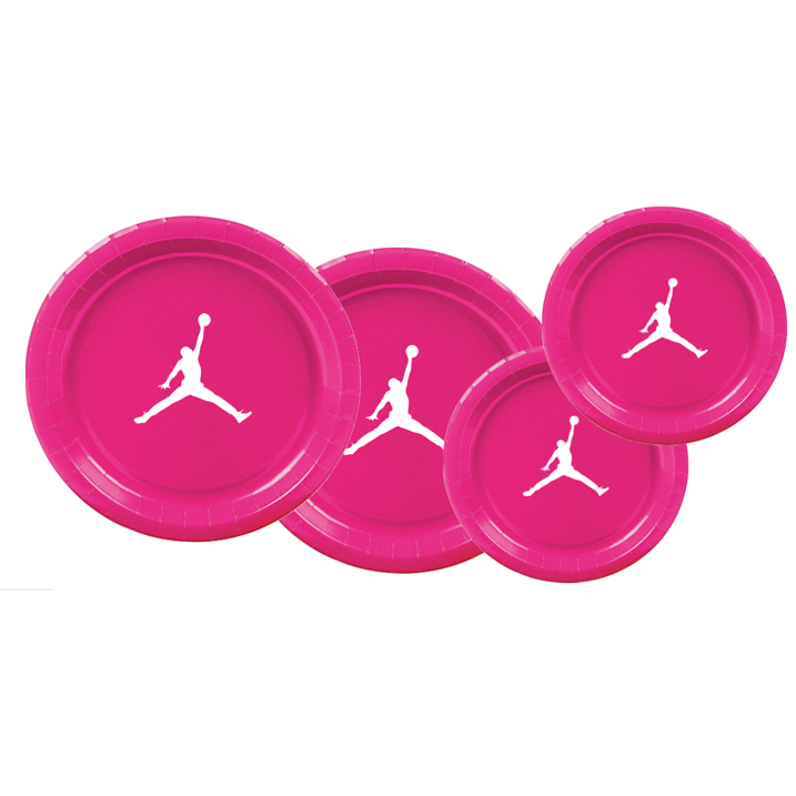 Air Custom Birthday Party disposable Paper Plates Set Hot pink jump basketball favors Air Custom Birthday Party disposable Paper Plates Set Hot pink jump basketball favors