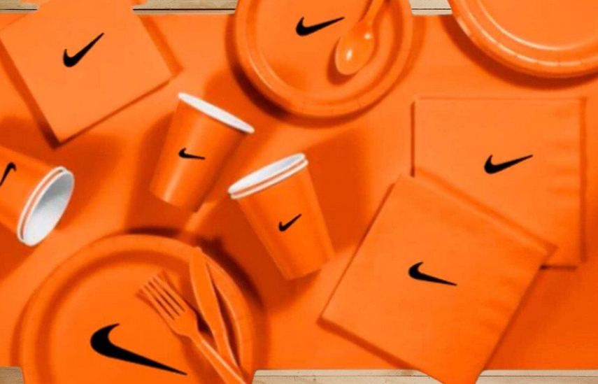 Custom Sw00sh Party, Birthday Party Dinnerware Set of 60 total pieces-Orange Black