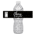 Cheers To 40 Years Water Bottle Labels | 40th Birthday Polka Dot Favors | Fun Birthday Nutrition Facts Design | 12 | Glossy