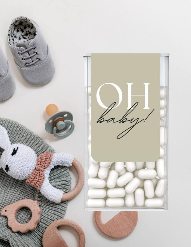 Oh Baby Mint Candy Labels | Baby Shower Mint Stickers | Elegant Baby Theme | Individually Cut Stickers | Printed Ready Ship | Set of 30
