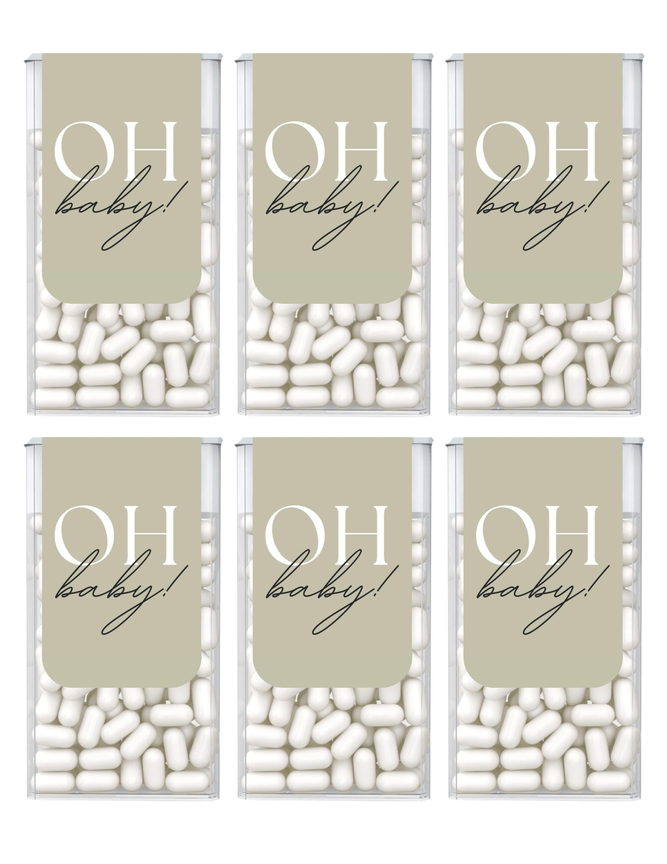 Oh Baby Mint Candy Labels | Baby Shower Mint Stickers | Elegant Baby Theme | Individually Cut Stickers | Printed Ready Ship | Set of 30