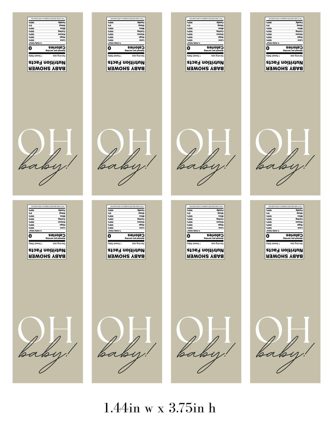 Oh Baby Mint Candy Labels | Baby Shower Mint Stickers | Elegant Baby Theme | Individually Cut Stickers | Printed Ready Ship | Set of 30