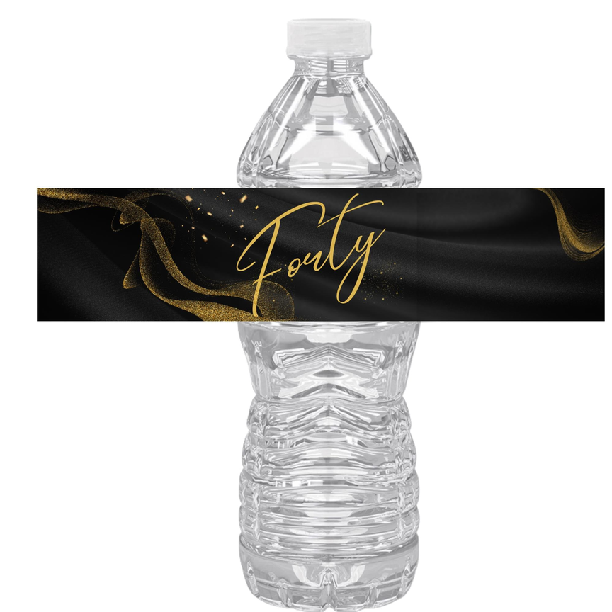 40th Birthday Water Bottle Labels | Set Of 12 | Forty Milestone Favors | Drink Wraps | Custom Celebration Decor | Glossy