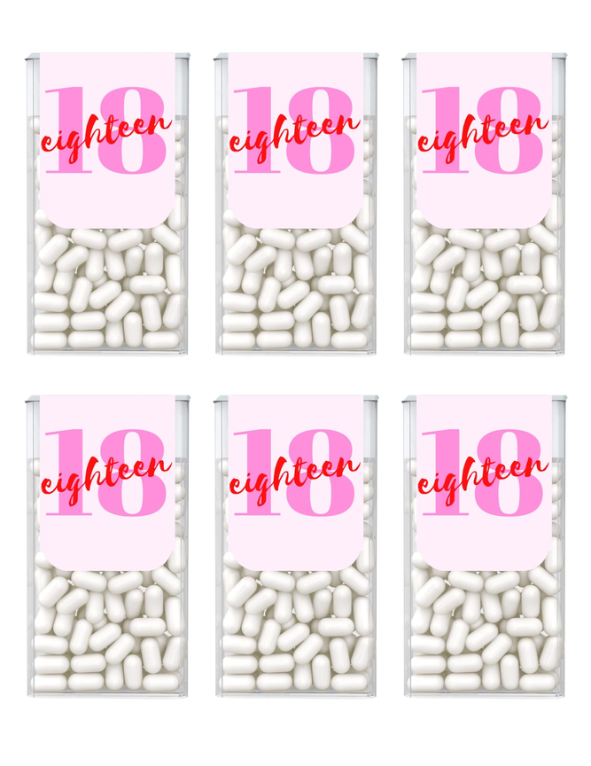 Eighteen Birthday Party Mint Candy Labels | 18th Celebration Stickers | Individually Cut Stickers | Printed Ready Ship | Set of 30
