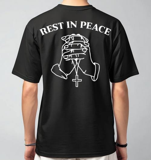 Rest In Peace Memorial Iron On Vinyl Decal | Praying Hands | Heat Transfer | 11x10 | Custom Apparel| HTV