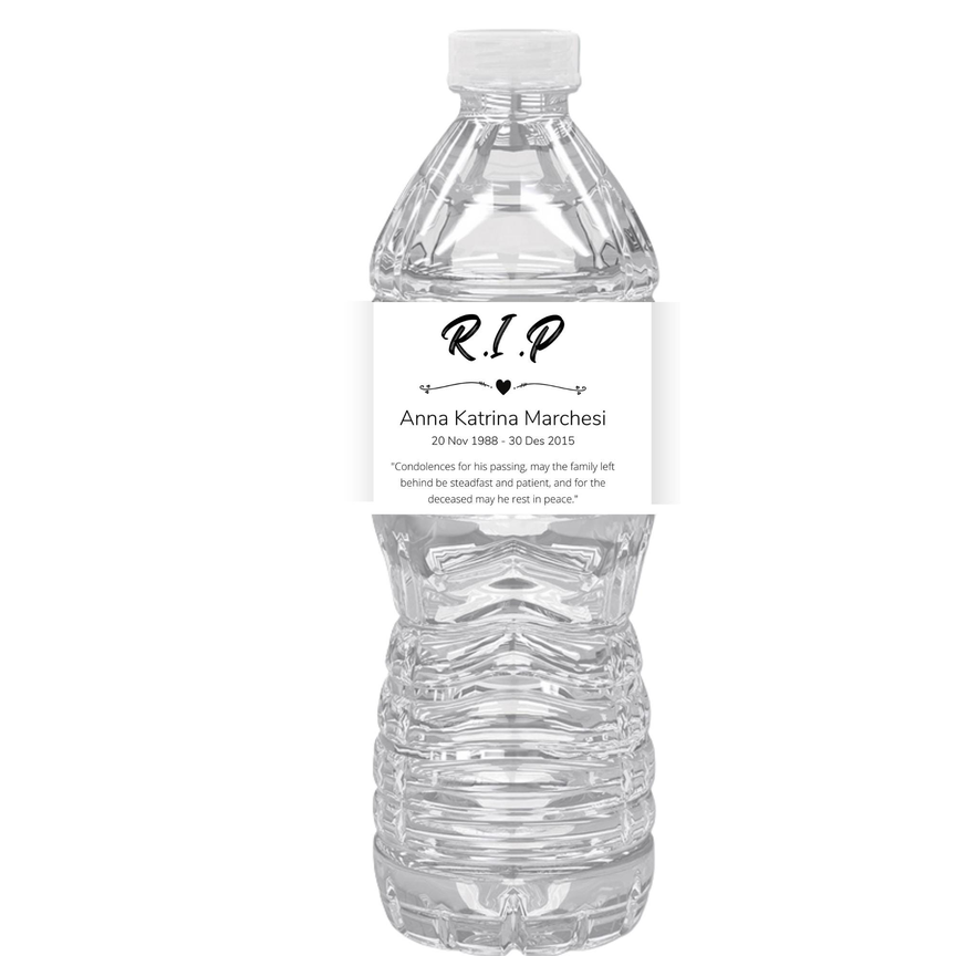 In Loving Memory RIP | Water Bottle Labels | Set Of 12 | Funeral Memorial Theme | Elegant Tribute Decor | Drink Wraps