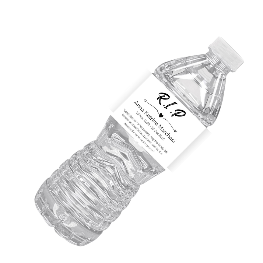 In Loving Memory RIP | Water Bottle Labels | Set Of 12 | Funeral Memorial Theme | Elegant Tribute Decor | Drink Wraps