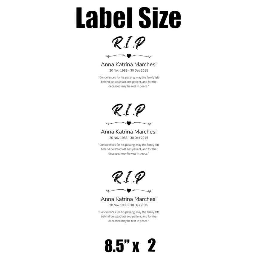 In Loving Memory RIP | Water Bottle Labels | Set Of 12 | Funeral Memorial Theme | Elegant Tribute Decor | Drink Wraps