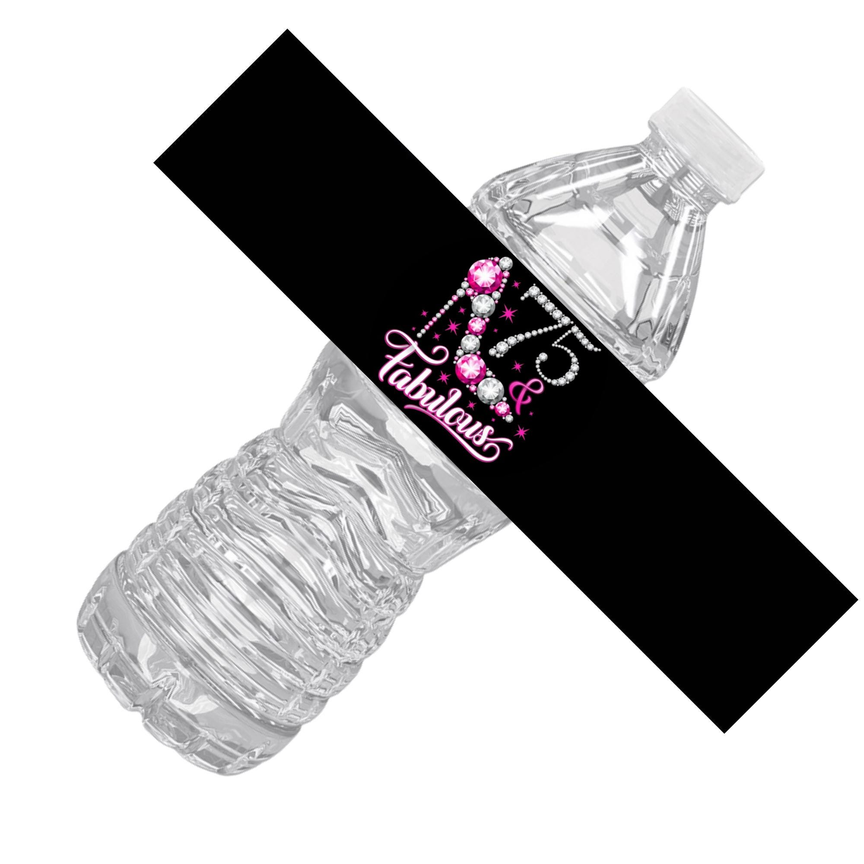 75 And Fabulous Birthday Water Bottle Labels | Set Of 12 | Milestone Party Favors | Elegant Celebration Decor | Drink Wraps