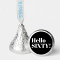 Hello Sixty Birthday Mini Kiss Labels | Chocolate Candy Stickers | 60th Birthday Theme | Elegant Party Favors | Glossy Set of 100
