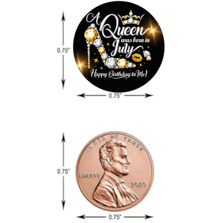 July Birthday Queen | Mini Kiss Labels | Chocolate Candy Stickers |Set of 100 | High Heel Theme | Elegant Party Stickers