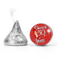 50th Birthday Party Mini Kiss Labels | Chocolate Candy Stickers | Cheers To 50 years | High Heel Theme | Elegant Party Favors | Set of 100