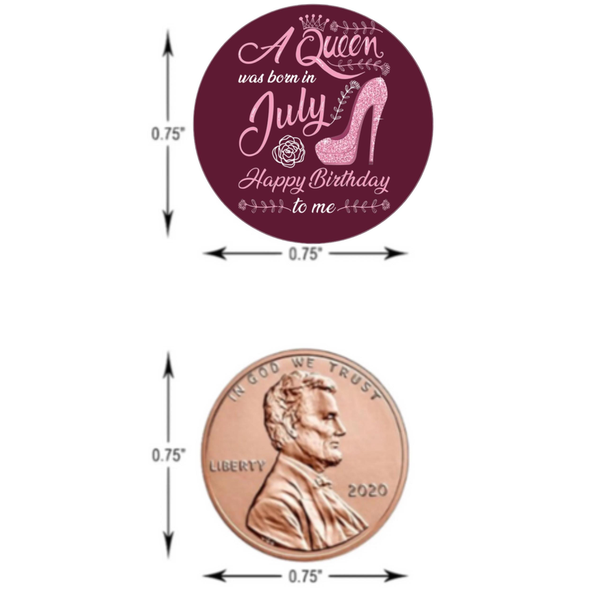 A Queen Was Born In July Candy Labels | Mini Kiss Candy Stickers | Chocolate Birthday Favors |Glossy | Set of 100