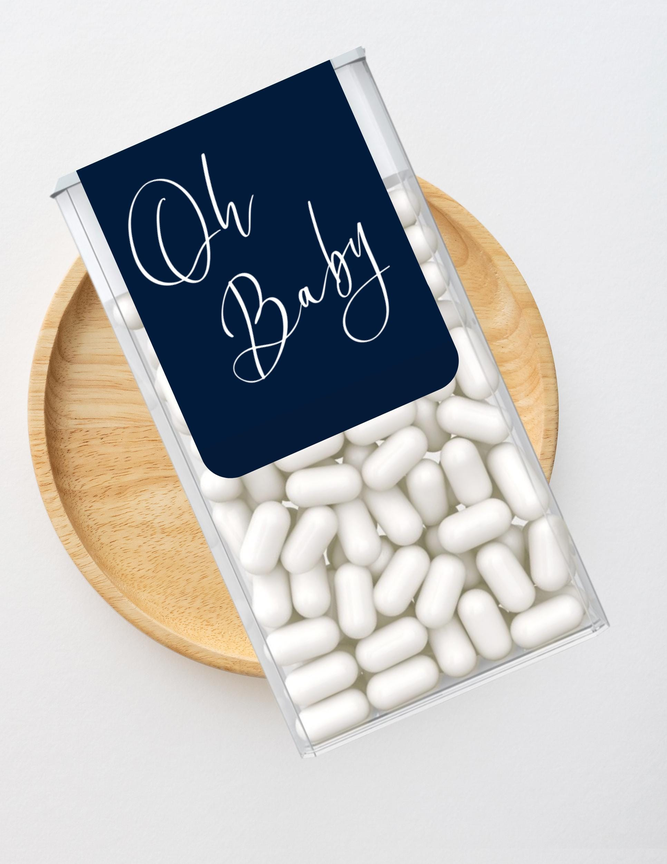 Oh Baby Mint Candy Labels | Baby Shower Party Favors | Individually Cut Stickers | Printed Ready Ship | Mint Pack Decor | Set of 30