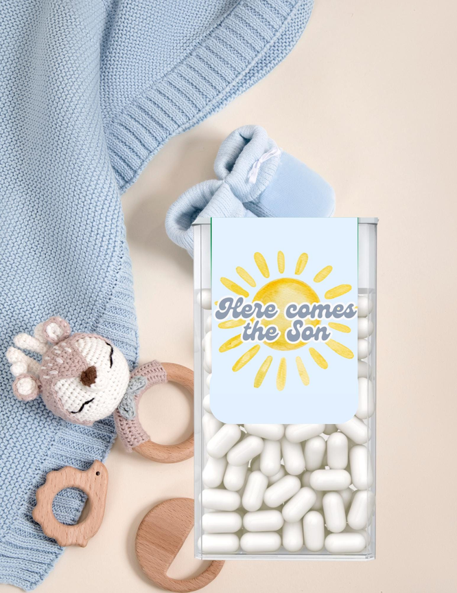 Here Comes Sun | Baby Shower Mint Candy Labels | Sunshine Party Stickers | Individually Cut Stickers | Set of 30