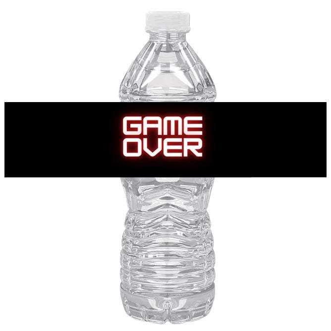 Game Over Birthday Water Bottle Labels|  Set Of 12 |  Gaming Theme | Party Decor Fun | Drink Wraps