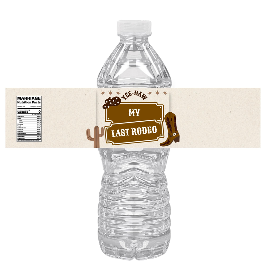 My Last Rodeo | Western Cowboy Party | Water Bottle Labels | Set Of 12 | Bachelorette Theme Decor | Drink Wraps