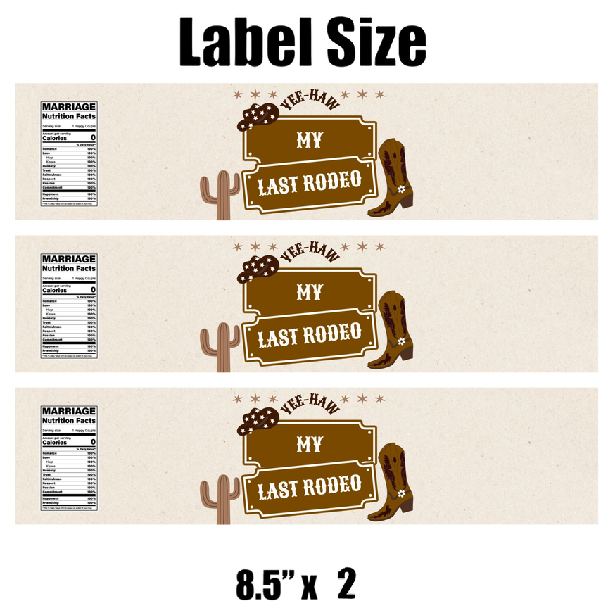 My Last Rodeo | Western Cowboy Party | Water Bottle Labels | Set Of 12 | Bachelorette Theme Decor | Drink Wraps