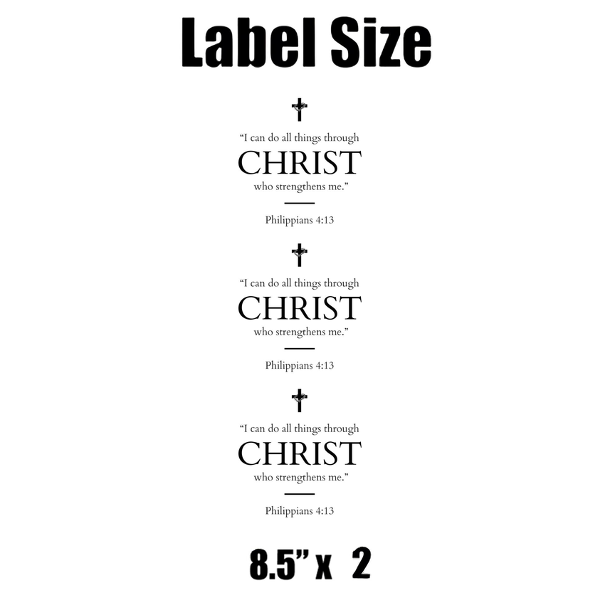 With Christ I Can Do All Things Water Bottle Labels | Set Of 12 |Scripture Theme | Faith Based Favors