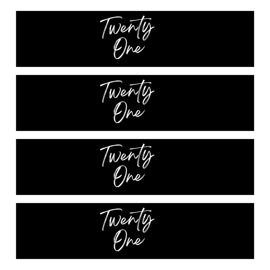 Twenty One Birthday | Water Bottle Labels | Set Of 12 | 21st Celebration Party | Elegant Drink Wraps | Milestone
