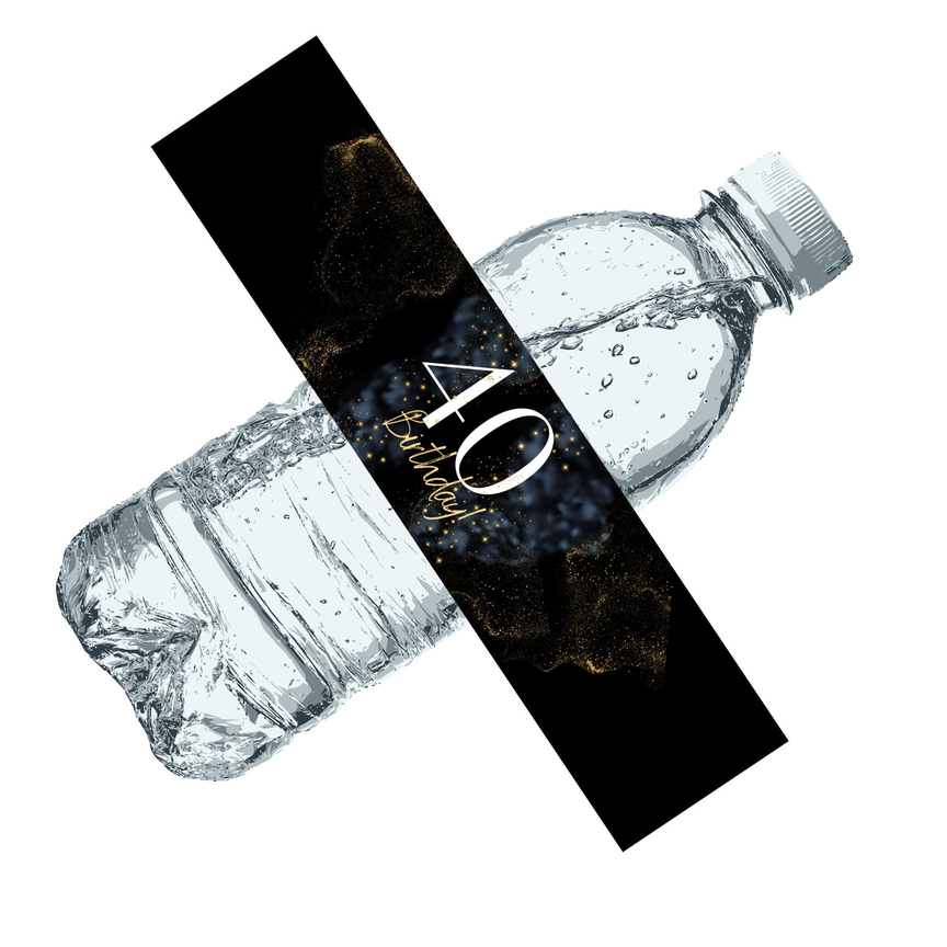 40 Birthday Party Water Bottle Labels | Set Of 12 | Milestone Celebration Decor | Stylish Drink Wraps | Birthday Party Favors