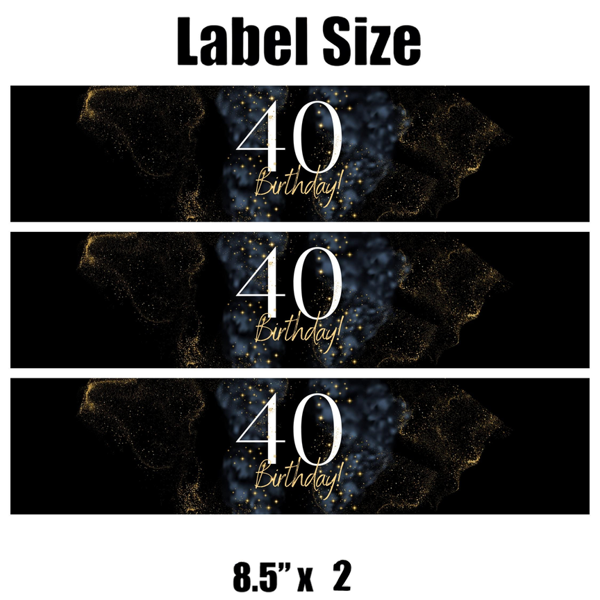40 Birthday Party Water Bottle Labels | Set Of 12 | Milestone Celebration Decor | Stylish Drink Wraps | Birthday Party Favors