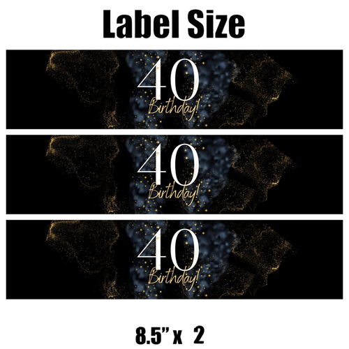 40 Birthday Party Water Bottle Labels | Set Of 12 | Milestone Celebration Decor | Stylish Drink Wraps | Birthday Party Favors