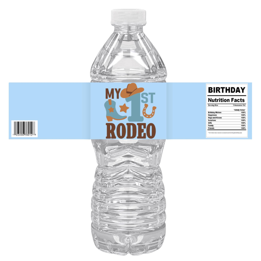 My First Rodeo | Boys First Birthday Water Bottle Labels | Set Of 12 | Cowboy Boots Theme | Western Party Decor | Drink Wrap