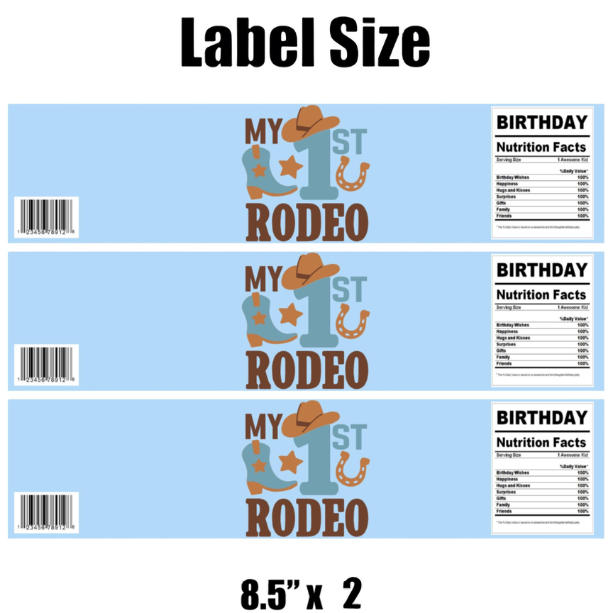 My First Rodeo | Boys First Birthday Water Bottle Labels | Set Of 12 | Cowboy Boots Theme | Western Party Decor | Drink Wrap