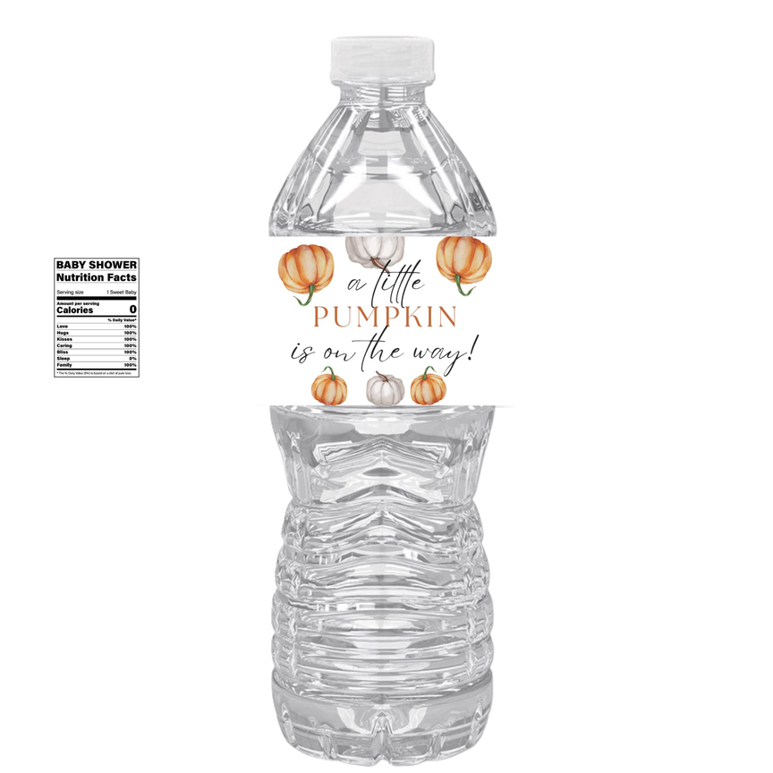 A Little Pumpkin Is On The Way| Baby Shower Water Bottle Labels | Set Of 12| Pumpkin Theme Party Decor | Fall Baby Celebration | Drink Wraps